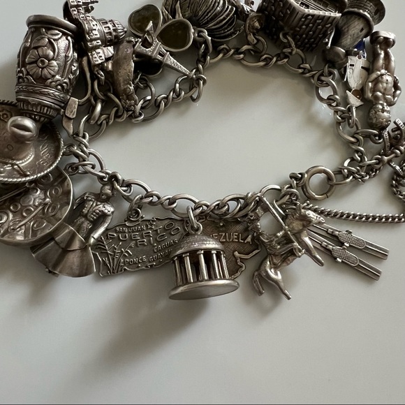 STERLING SILVER VTG Charm Bracelet - Picture 5 of 6